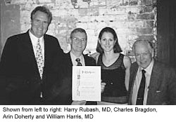 Shown from left to right: Harry Rubash, MD, Charles Bragdon, Arin Doherty and William Harris, MD